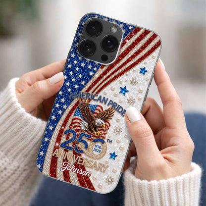 American Pride Anniversary Bald Eagle And Flag Jewelry Design - Personalized Clear Phone Case - INDE270_PHC