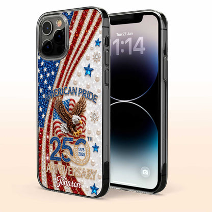 American Pride Anniversary Bald Eagle And Flag Jewelry Design - Personalized Clear Phone Case - INDE270_PHC