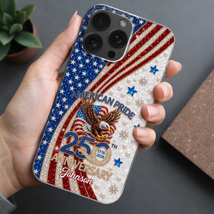 American Pride Anniversary Bald Eagle And Flag Jewelry Design - Personalized Clear Phone Case - INDE270_PHC
