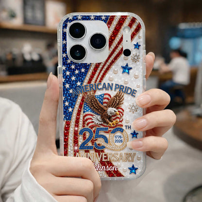 American Pride Anniversary Bald Eagle And Flag Jewelry Design - Personalized Clear Phone Case - INDE270_PHC