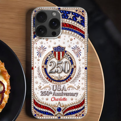 USA Anniversary Stars And 3D Rhinestone Pearls - Personalized Clear Phone Case - INDE288_PHC