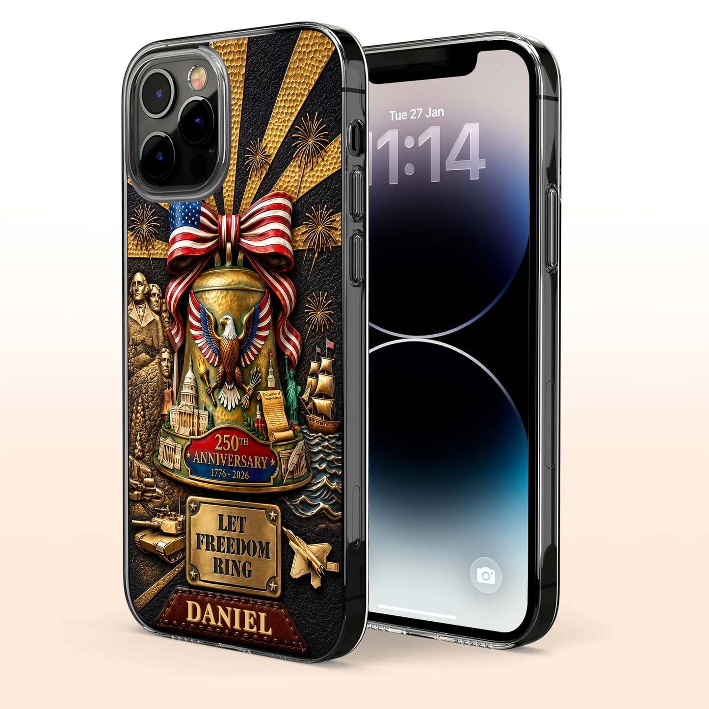 Let Freedom Ring Anniversary American Eagle And Liberty Bell - Personalized Clear Phone Case - INDE314_PHC