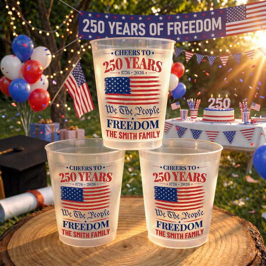 Cheers To 250 Years We The People Freedom American Flag - Personalized Frosted Cups - INDE325_FCUP