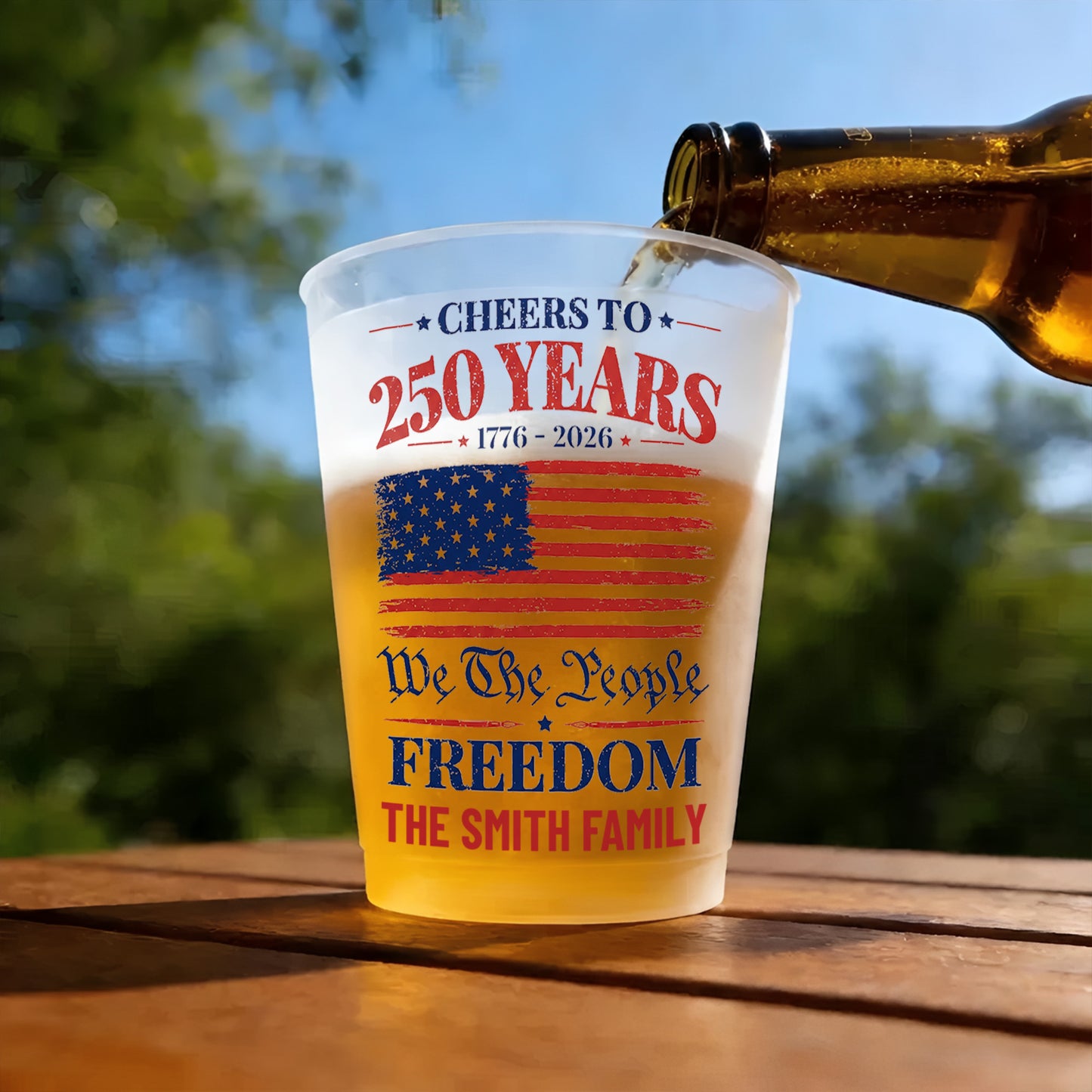 Cheers To 250 Years We The People Freedom American Flag - Personalized Frosted Cups - INDE325_FCUP