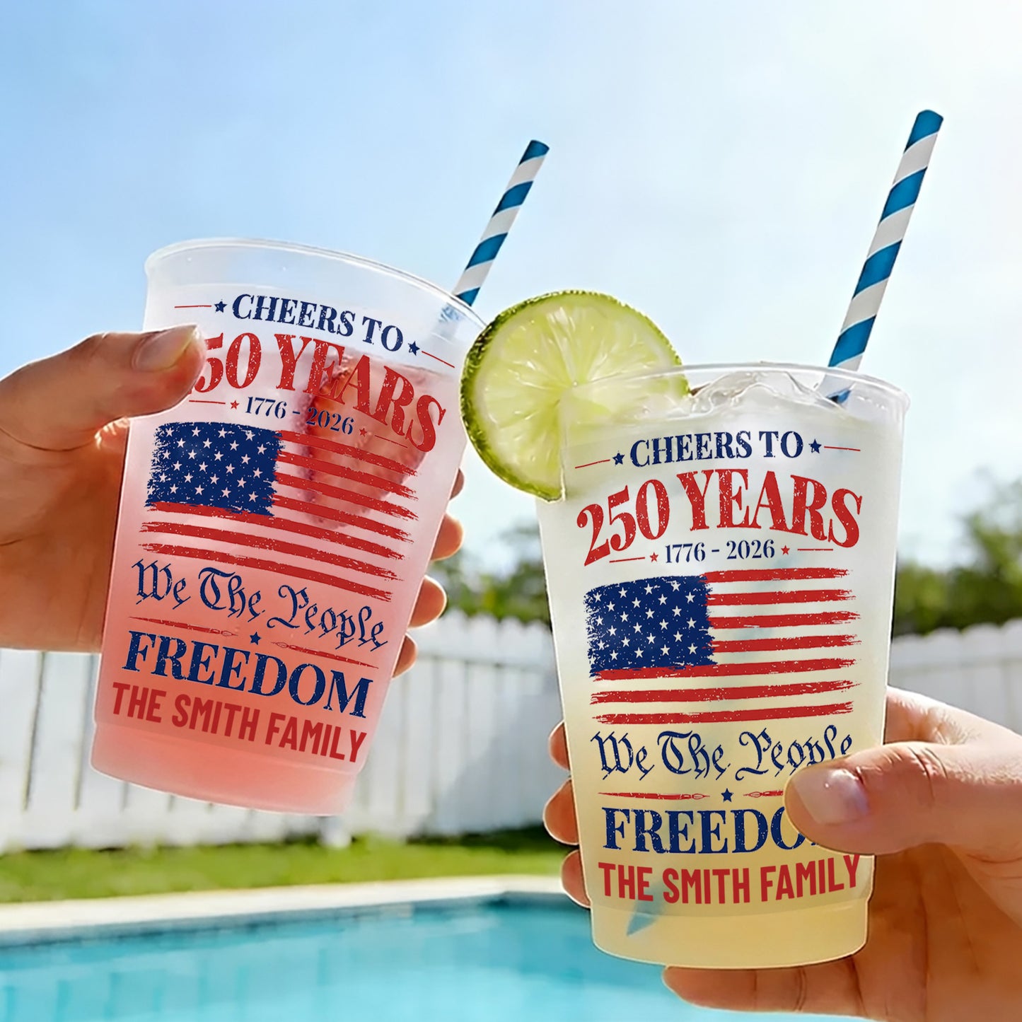 Cheers To 250 Years We The People Freedom American Flag - Personalized Frosted Cups - INDE325_FCUP