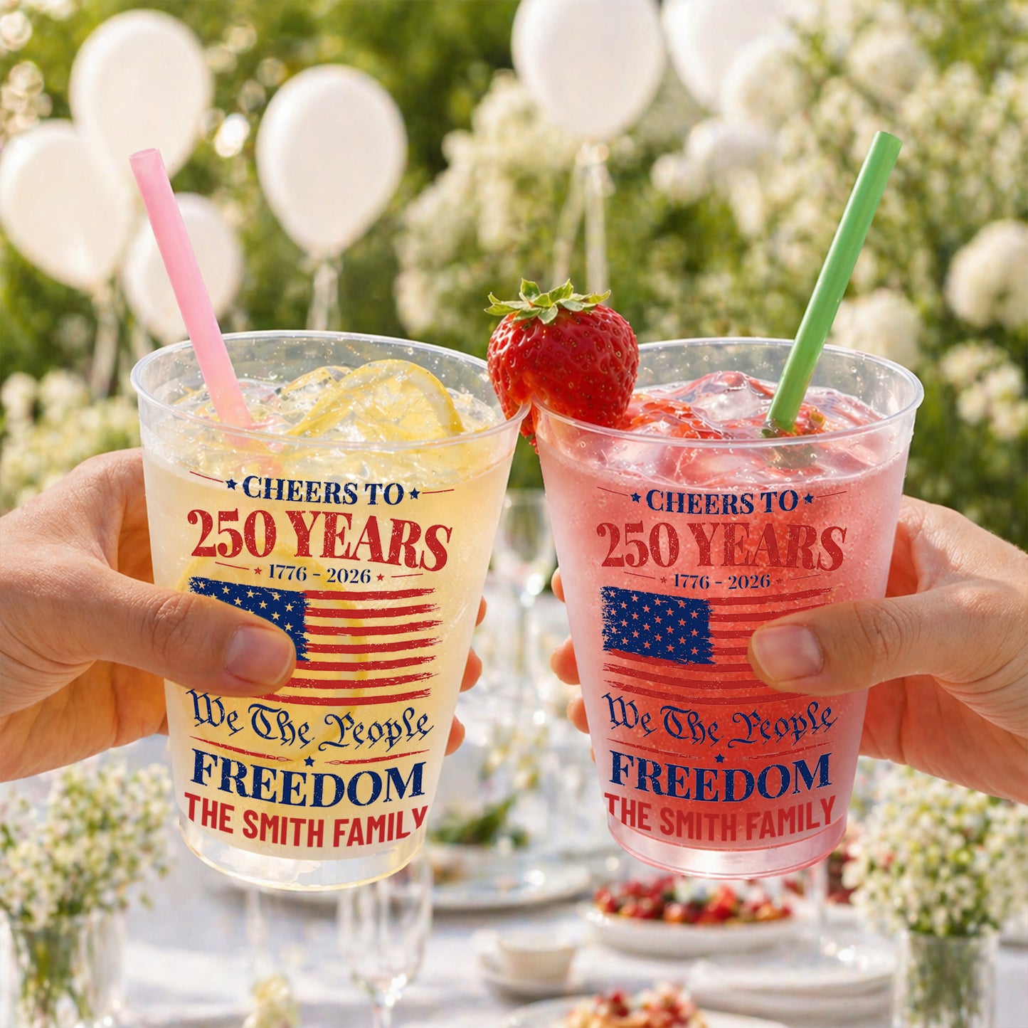 Cheers To 250 Years We The People Freedom American Flag - Personalized Frosted Cups - INDE325_FCUP
