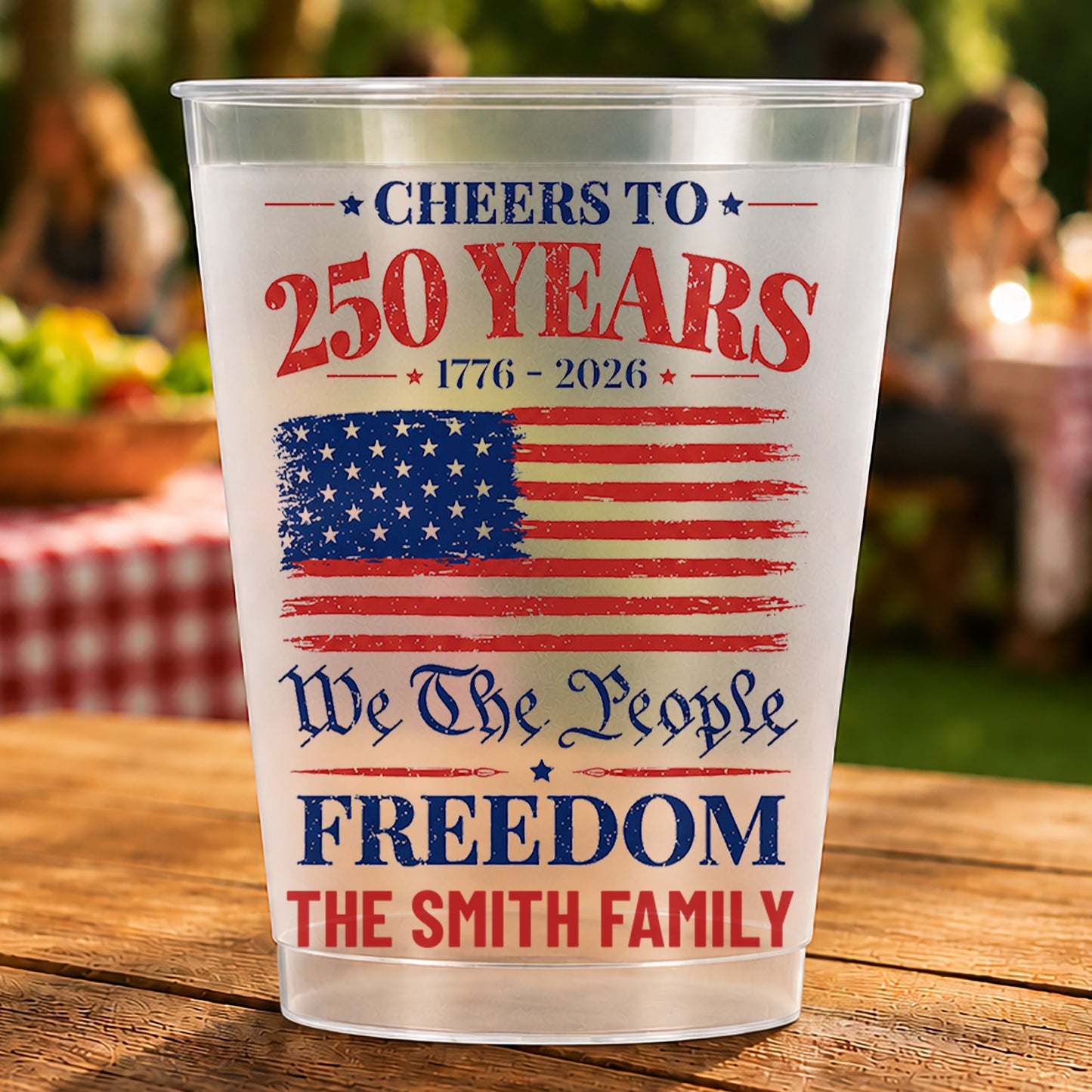 Cheers To 250 Years We The People Freedom American Flag - Personalized Frosted Cups - INDE325_FCUP