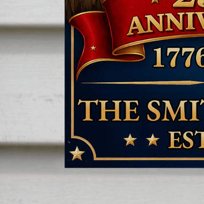 America Anniversary Custom Family Name Eagle Flag - Personalized Flag - INDE330_GAF