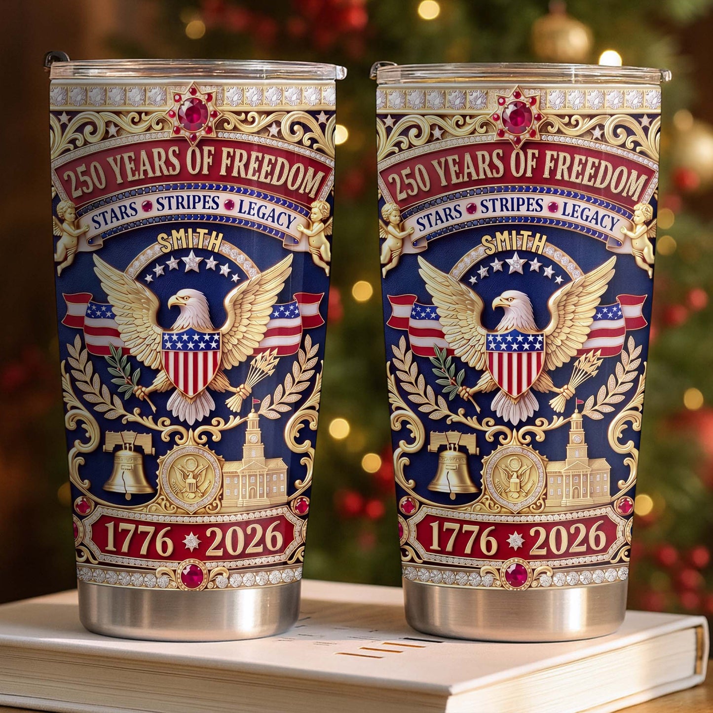 Years Of Freedom Stars Stripes Legacy Eagle And Liberty Bell - Personalized Custom Stainless Steel Tumbler 20oz 30oz - INDE356_TB