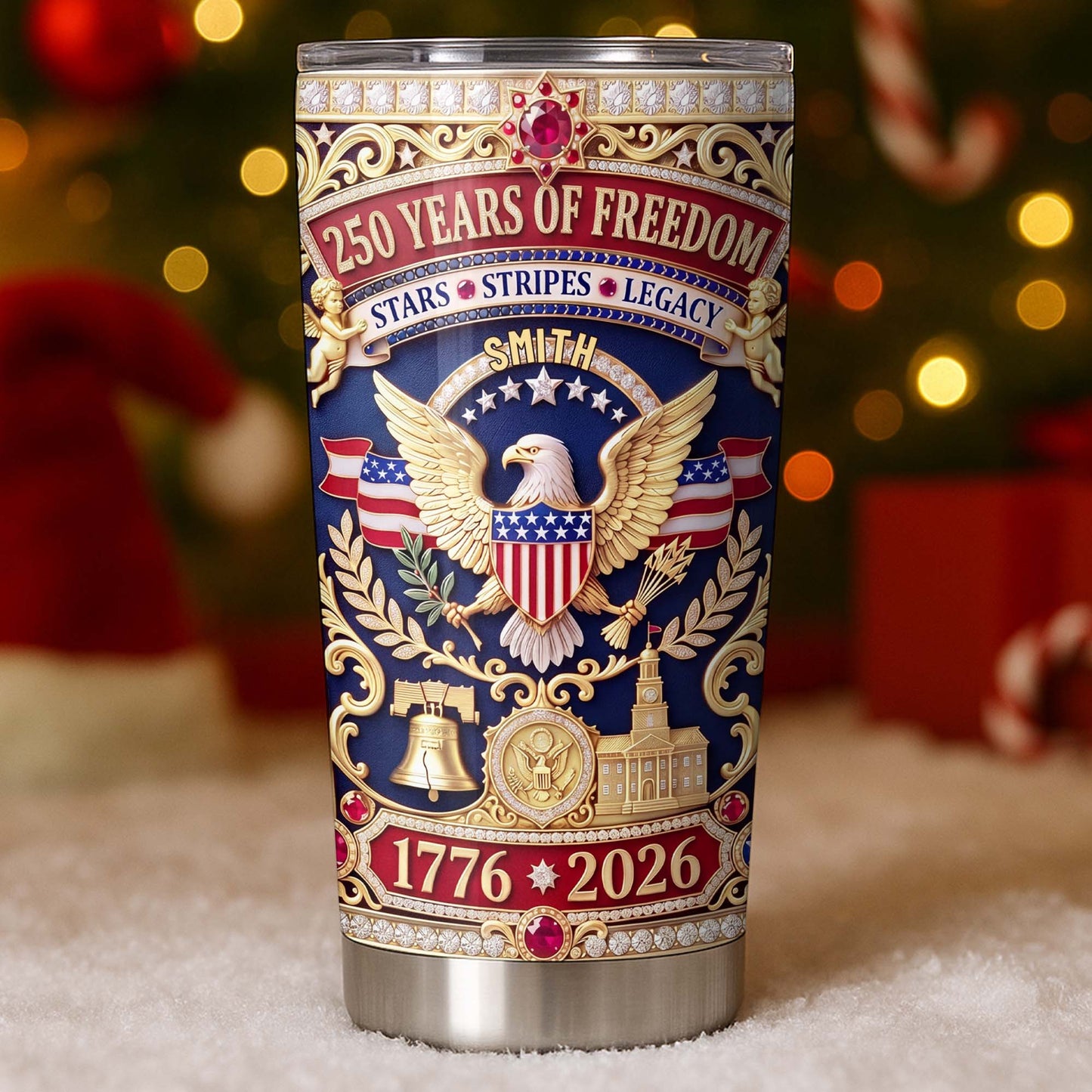 Years Of Freedom Stars Stripes Legacy Eagle And Liberty Bell - Personalized Custom Stainless Steel Tumbler 20oz 30oz - INDE356_TB