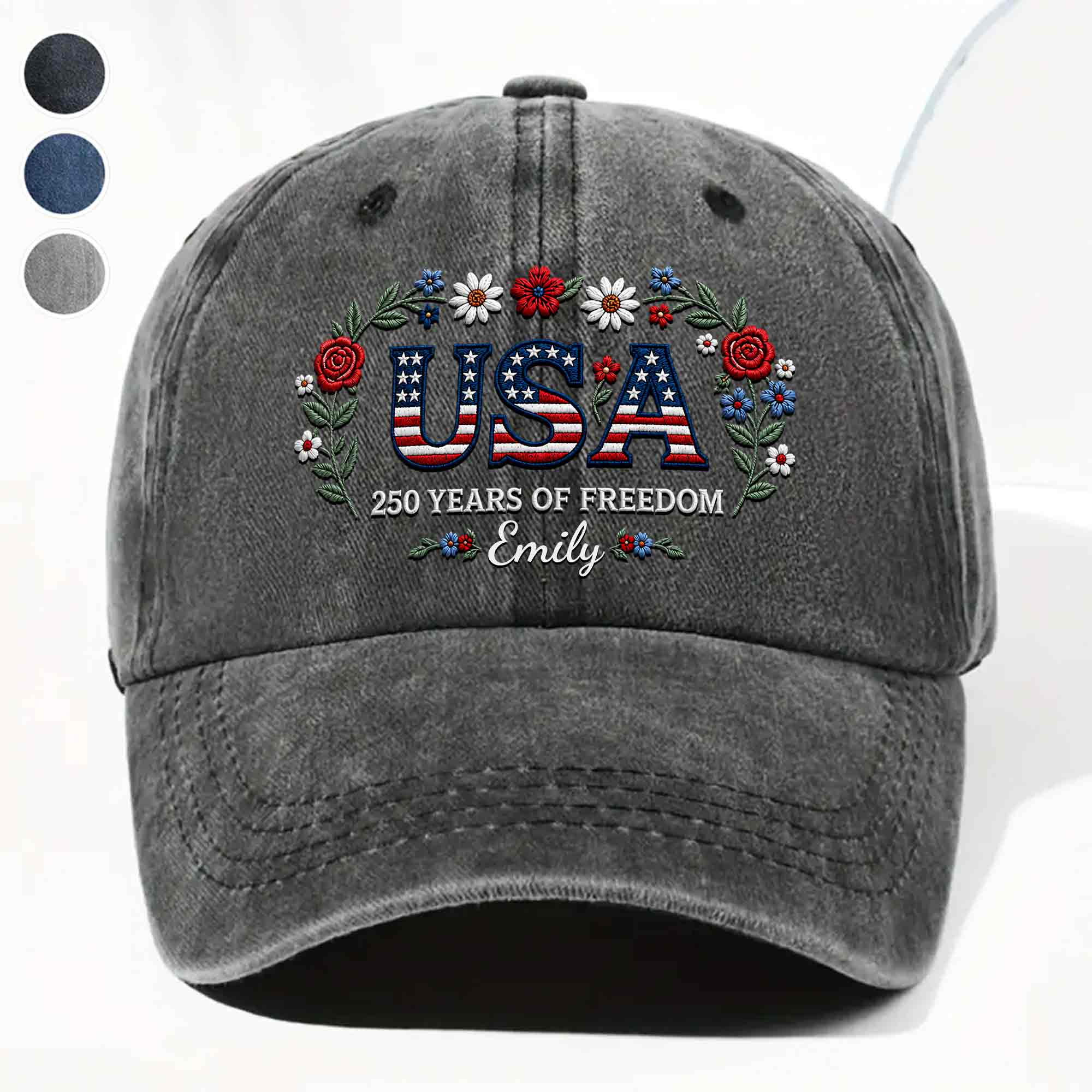 USA Years Of Freedom, Personalized Washed Denim Cap, Patriotic Gift ...