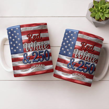 Red White And 250 USA Flag Patriotic Design - Personalized Custom Coffee Mug - INDE367_MG
