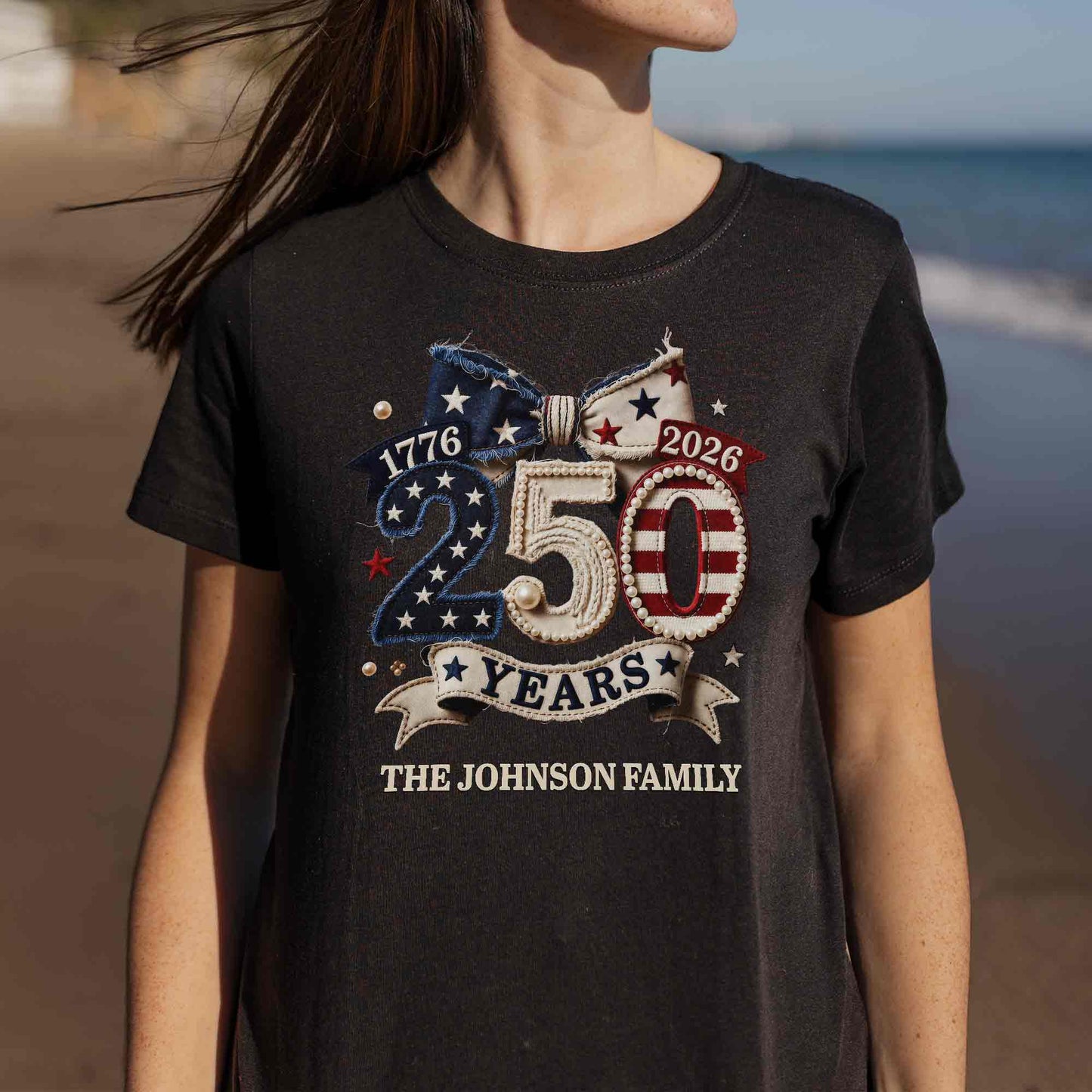 Years Of Independence Custom Family Name Stars And Stripes Bow - Personalized Custom Unisex T-shirt, Hoodie - INDE402_BBAS