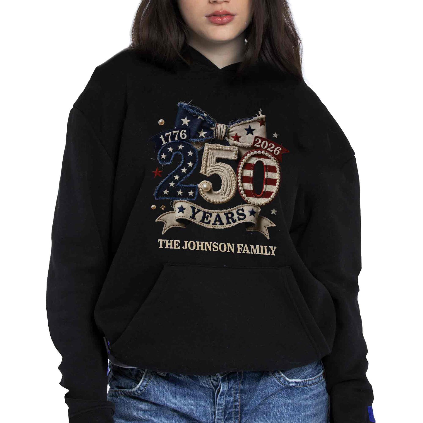 Years Of Independence Custom Family Name Stars And Stripes Bow - Personalized Custom Unisex T-shirt, Hoodie - INDE402_BBAS
