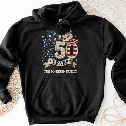 Years Of Independence Custom Family Name Stars And Stripes Bow - Personalized Custom Unisex T-shirt, Hoodie - INDE402_BBAS
