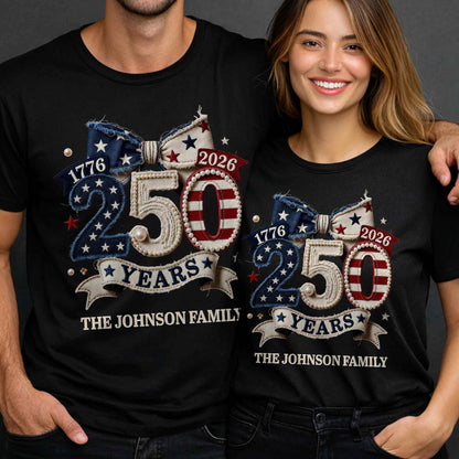 Years Of Independence Custom Family Name Stars And Stripes Bow - Personalized Custom Unisex T-shirt, Hoodie - INDE402_BBAS