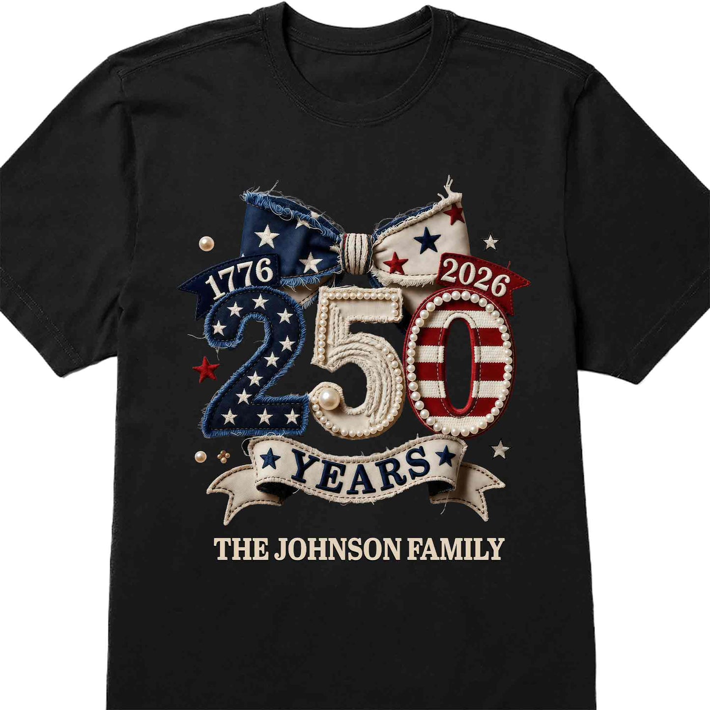Years Of Independence Custom Family Name Stars And Stripes Bow - Personalized Custom Unisex T-shirt, Hoodie - INDE402_BBAS