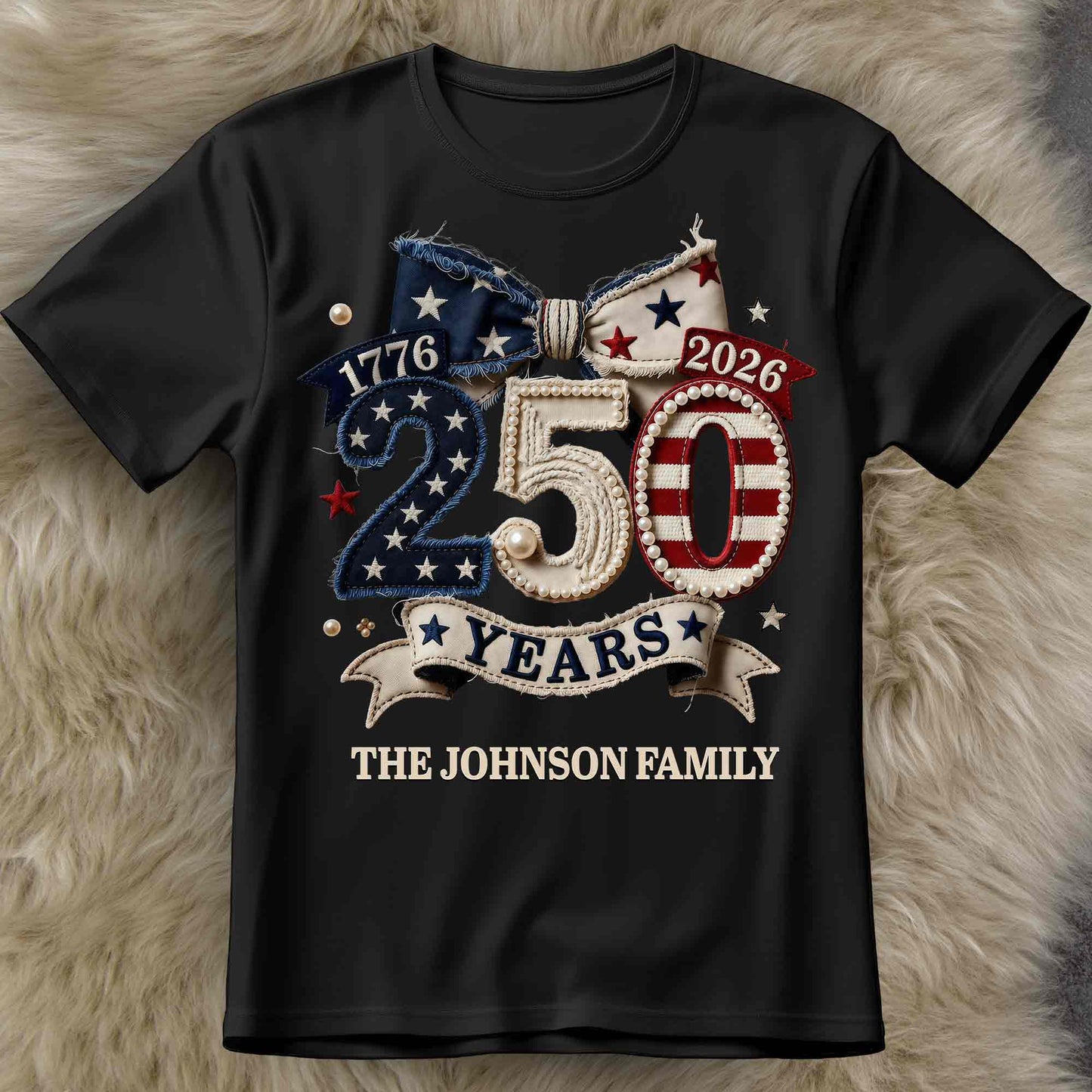 Years Of Independence Custom Family Name Stars And Stripes Bow - Personalized Custom Unisex T-shirt, Hoodie - INDE402_BBAS