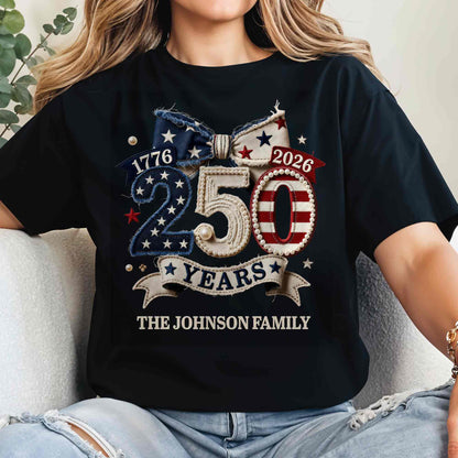 Years Of Independence Custom Family Name Stars And Stripes Bow - Personalized Custom Unisex T-shirt, Hoodie - INDE402_BBAS