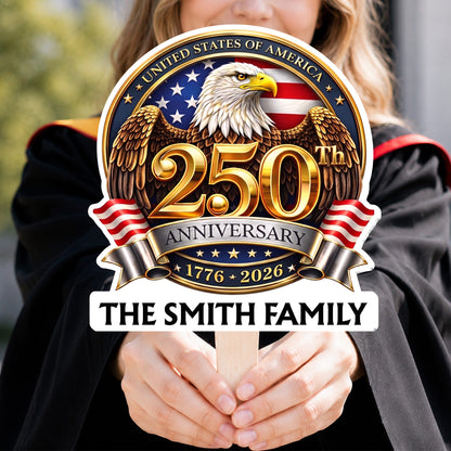 United States Of America Anniversary Our Family Eagle Flag - Personalized Custom Hand Fan - INDE441_HFAN