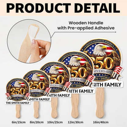 United States Of America Anniversary Our Family Eagle Flag - Personalized Custom Hand Fan - INDE441_HFAN