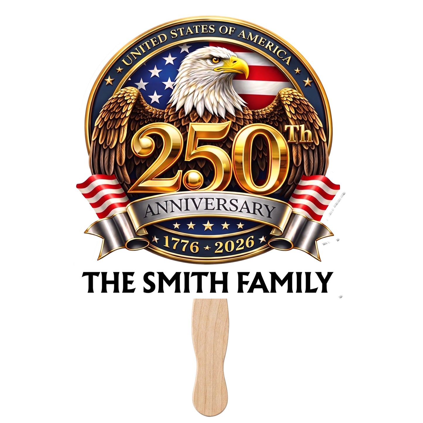United States Of America Anniversary Our Family Eagle Flag - Personalized Custom Hand Fan - INDE441_HFAN