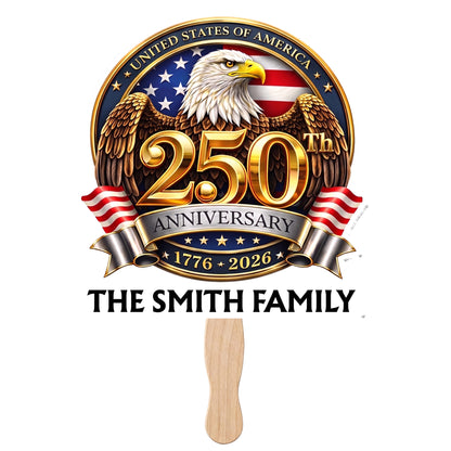 United States Of America Anniversary Our Family Eagle Flag - Personalized Custom Hand Fan - INDE441_HFAN