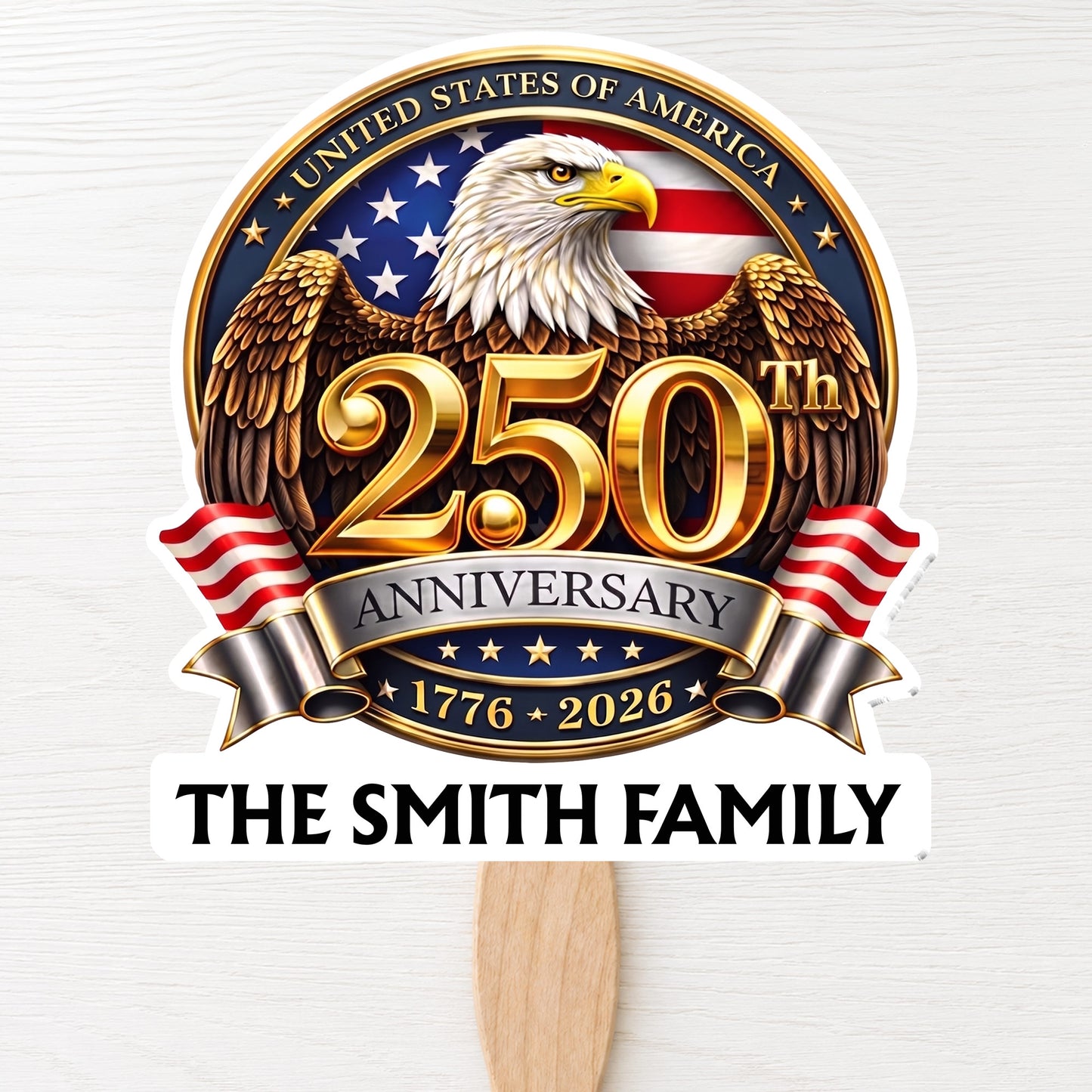 United States Of America Anniversary Our Family Eagle Flag - Personalized Custom Hand Fan - INDE441_HFAN