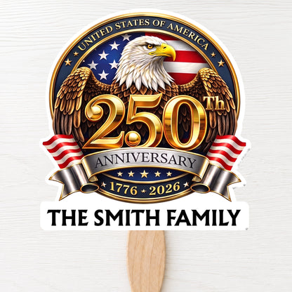 United States Of America Anniversary Our Family Eagle Flag - Personalized Custom Hand Fan - INDE441_HFAN