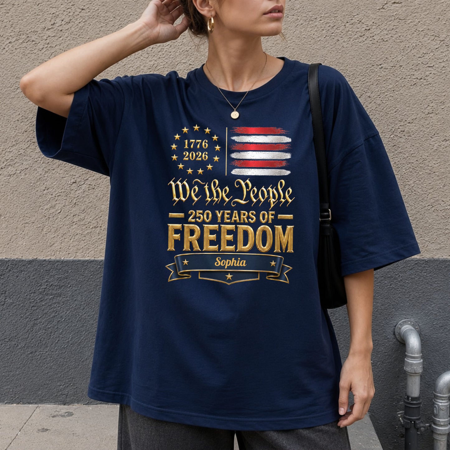 We The People 250 Years Of Freedom American Flag Stars - Personalized Custom Unisex T-shirt, Hoodie - INDE485_BBAS