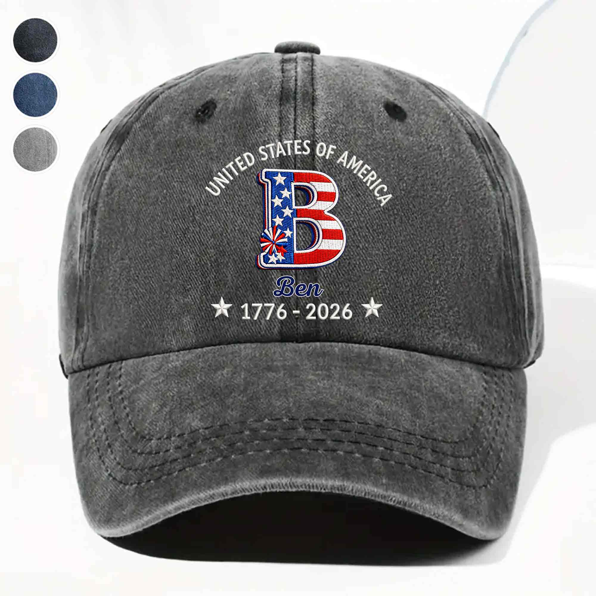 United States Of America Personalized Cap, Custom Denim Hat For Him ...