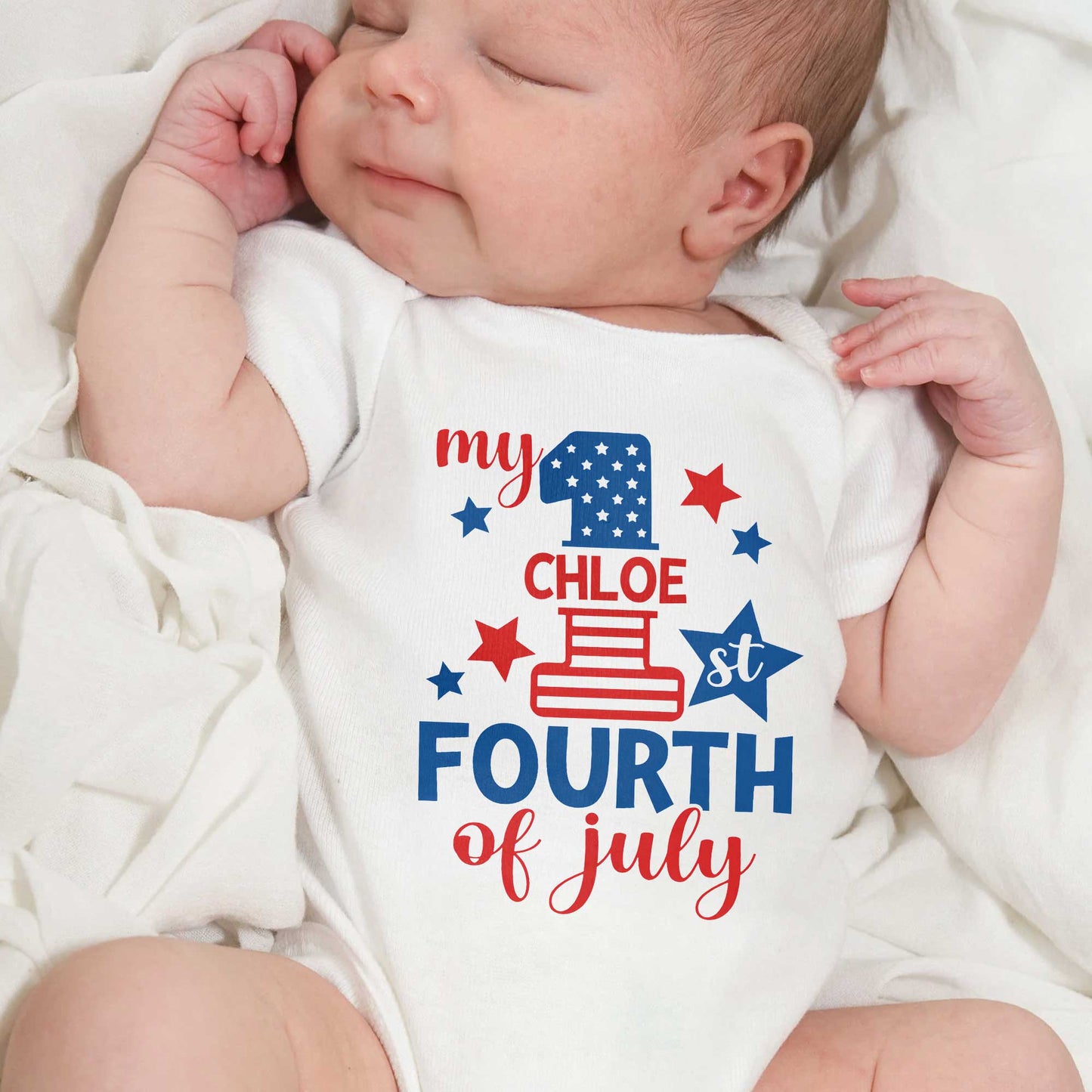 My 1st Fourth Of July Patriotic Stars And Stripes - Personalized Custom Baby Onesie - INDE543_ONES