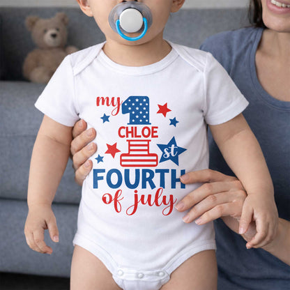 My 1st Fourth Of July Patriotic Stars And Stripes - Personalized Custom Baby Onesie - INDE543_ONES