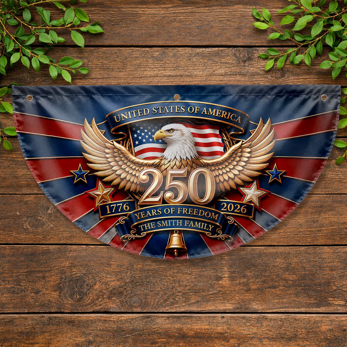 United States Of America Years Of Freedom Our Family Eagle Stars - Personalized Non-Pleated Fan Flag - INDE632_NOPFAF