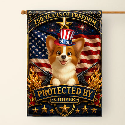 250 Years Of Freedom Protected By Custom Dog And USA Flag - Personalized Flag - INDE647_GAF