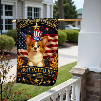 250 Years Of Freedom Protected By Custom Dog And USA Flag - Personalized Flag - INDE647_GAF