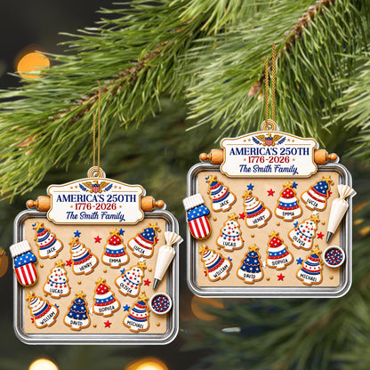 America 250 Our Family Christmas Tree Cookies On Baking Tray - Personalized Custom Acrylic Ornament, Christmas Gift - INDE702_ACO