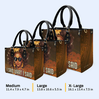 Dije lo que dije - Bolso de mano de cuero personalizado - ISAID01