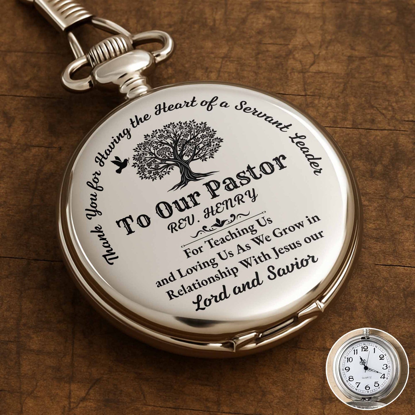 Thank You For Teaching Us, Tree Design Silver Plated Watch