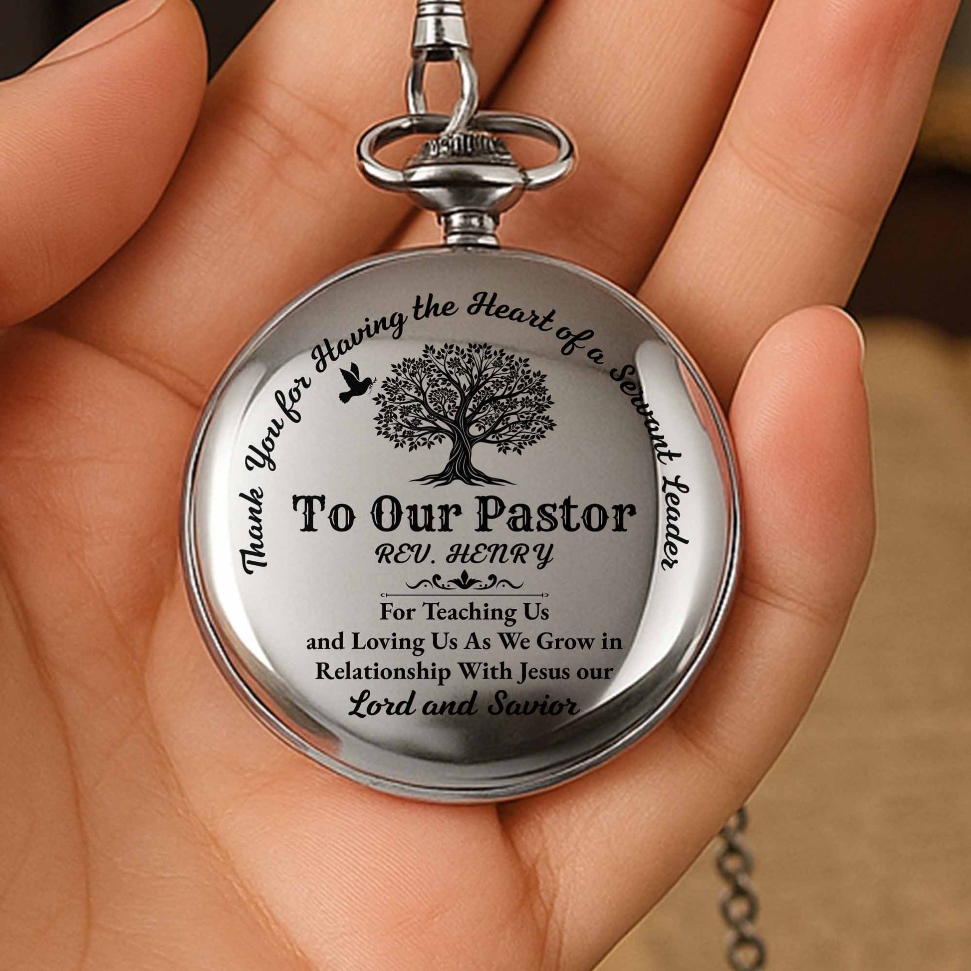 Thank You For Teaching Us, Tree Design Silver Plated Watch