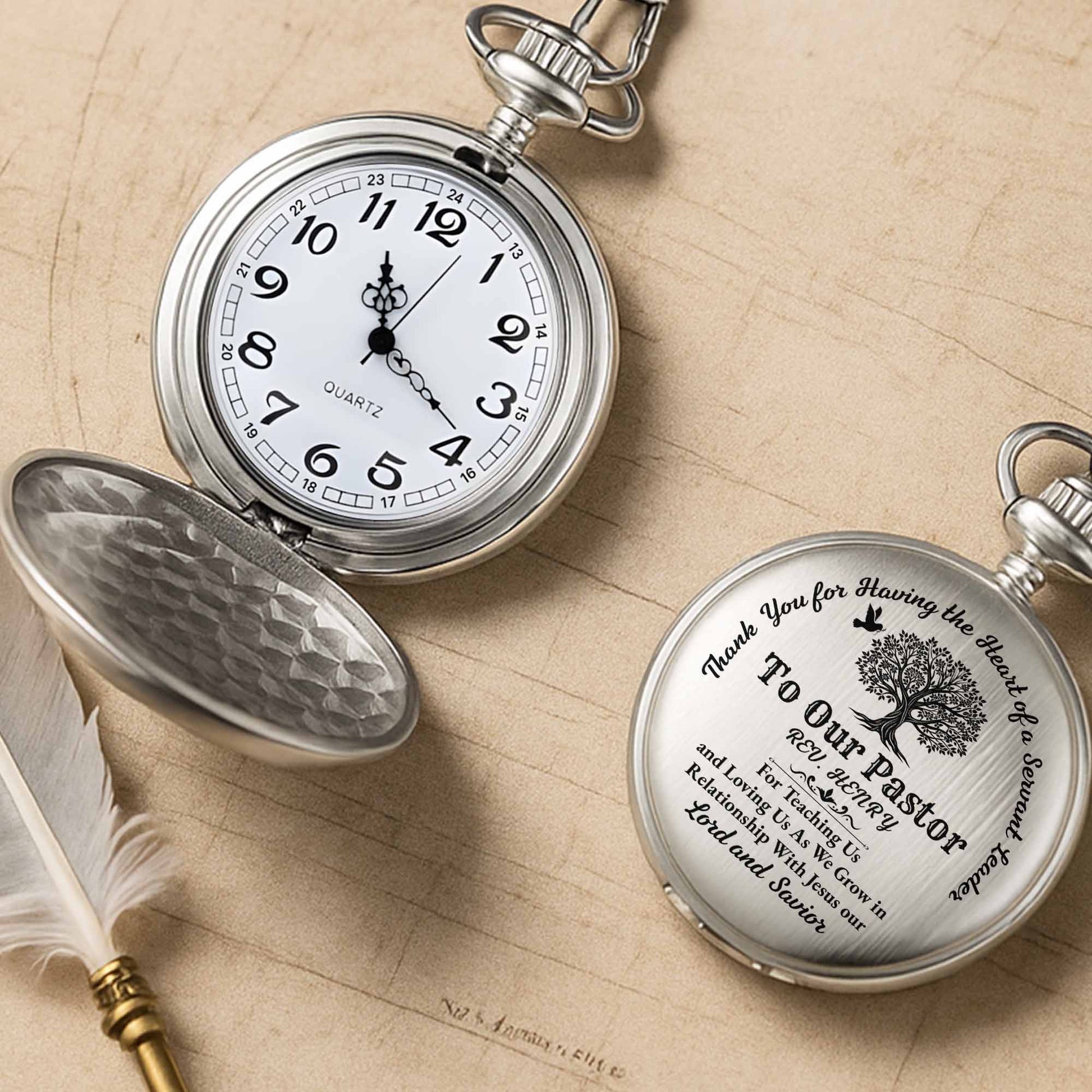 Thank You For Teaching Us, Tree Design Silver Plated Watch