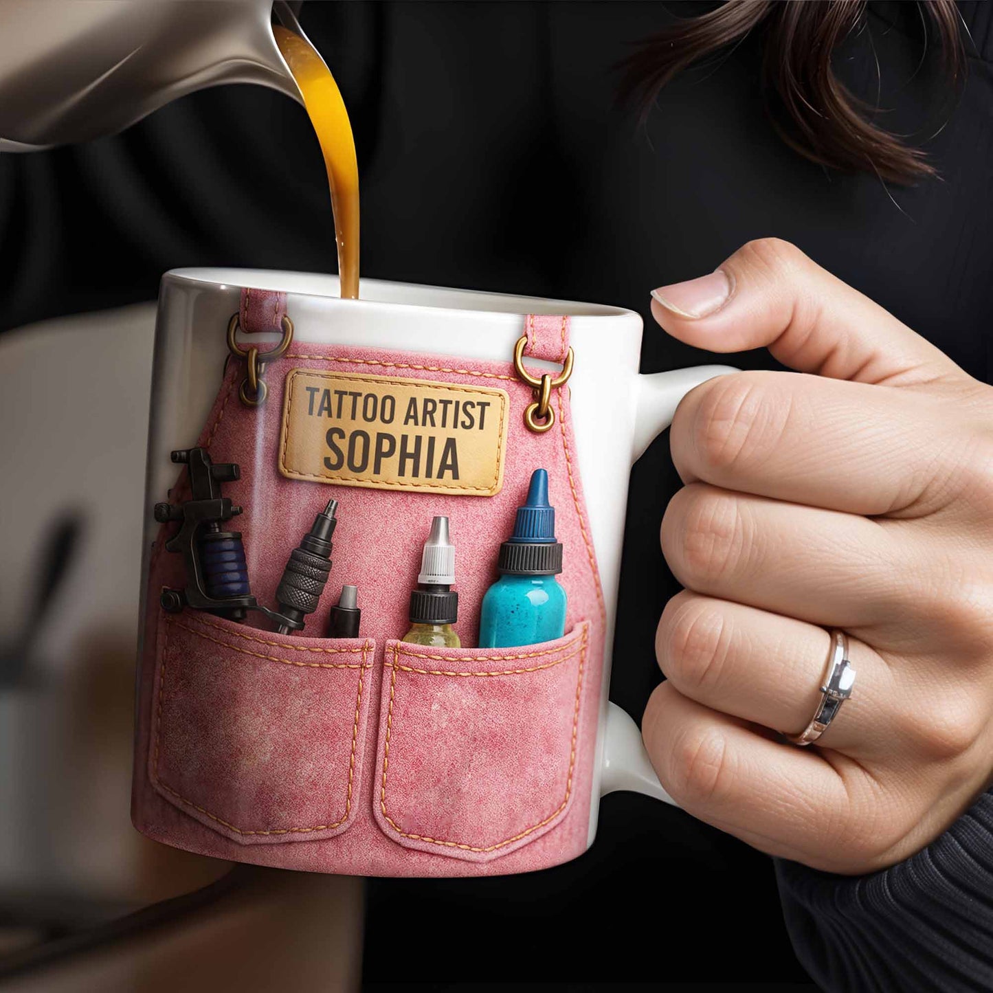 Tattoo Artist Customized Name With Tattoo Machines And Ink Bottles