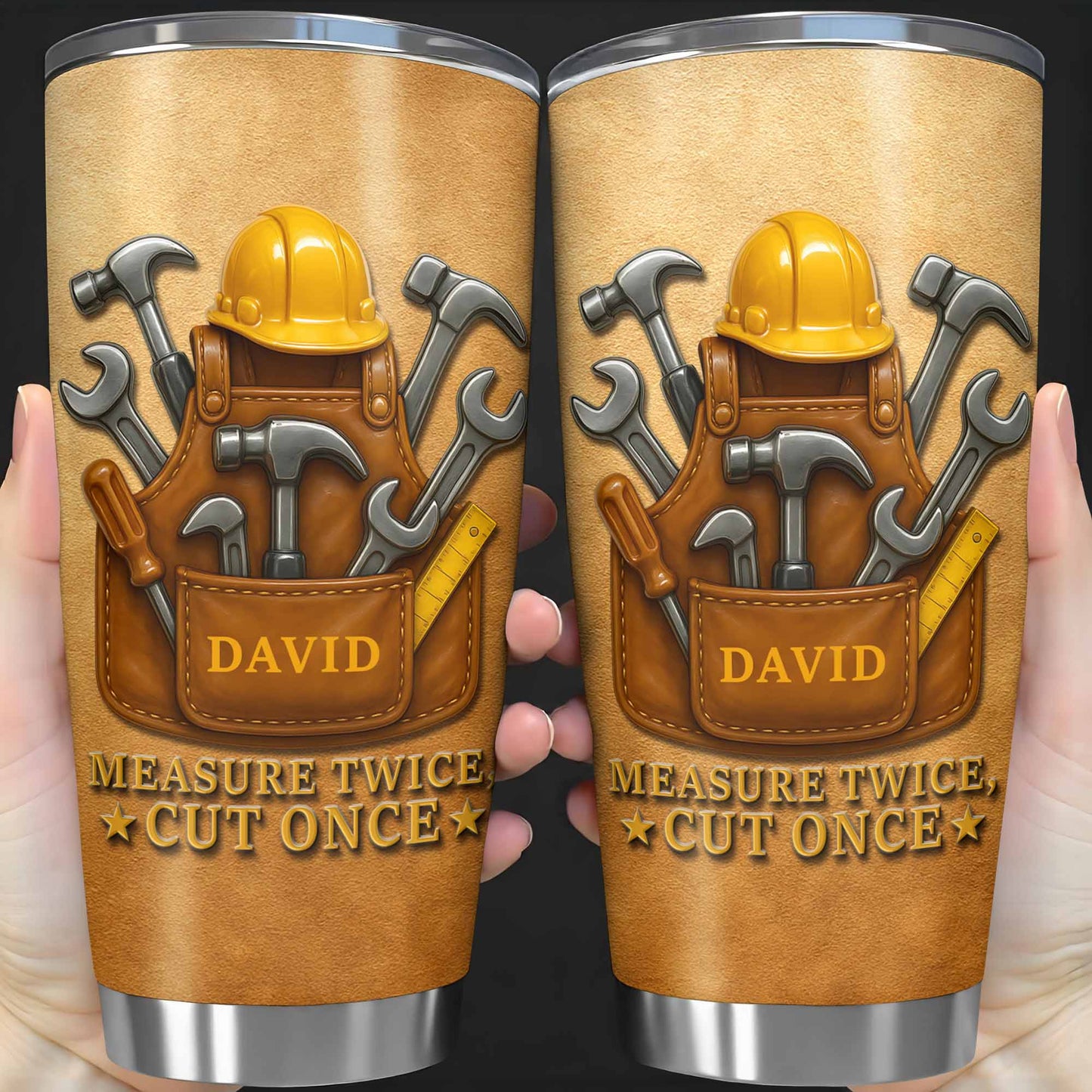 Measure Twice Cut Once, Tool Belt And Hammer Design