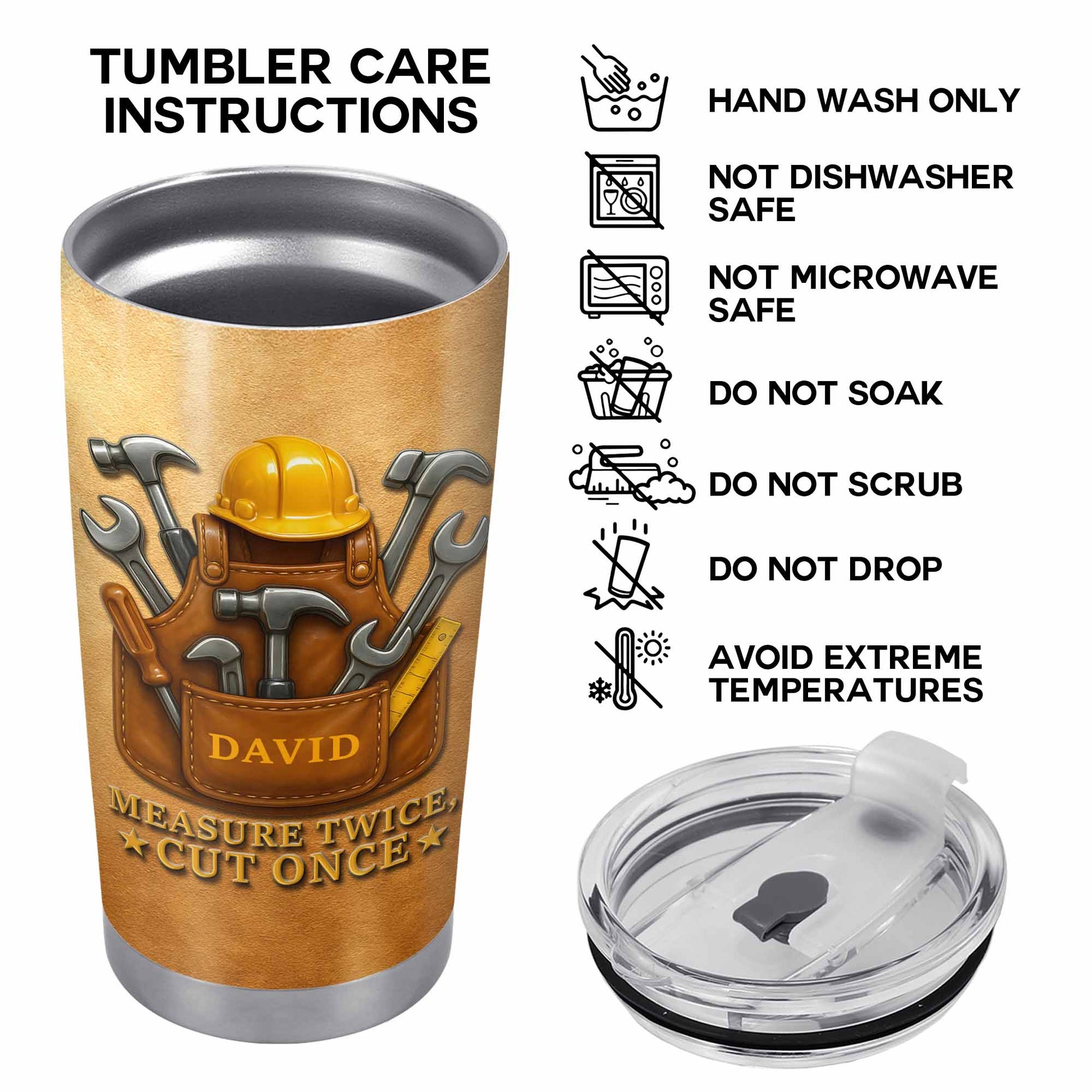 Measure Twice Cut Once, Tool Belt And Hammer Design