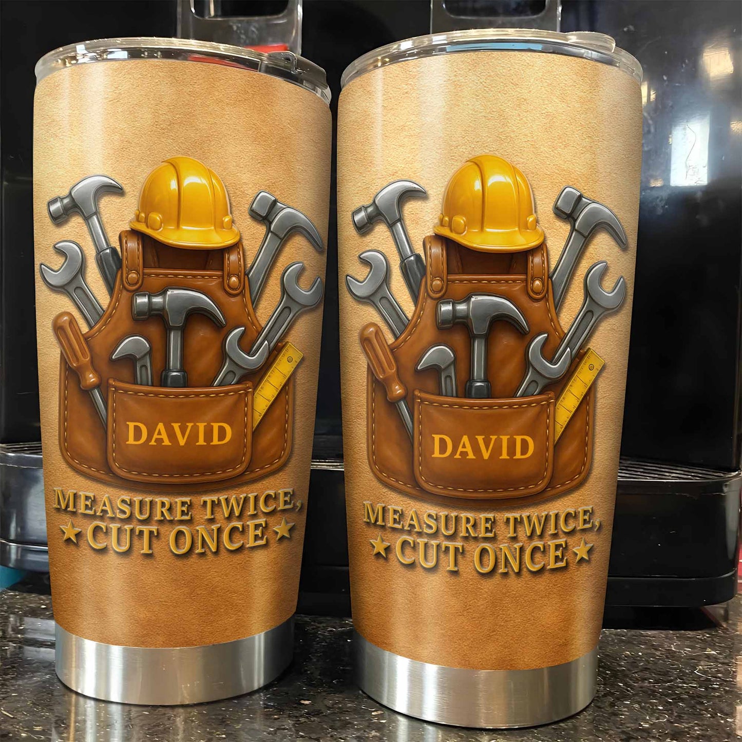 Measure Twice Cut Once, Tool Belt And Hammer Design