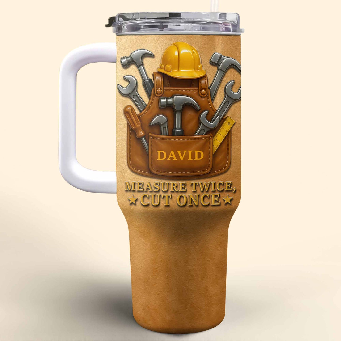 Measure Twice Cut Once With Tools And Hard Hat Design