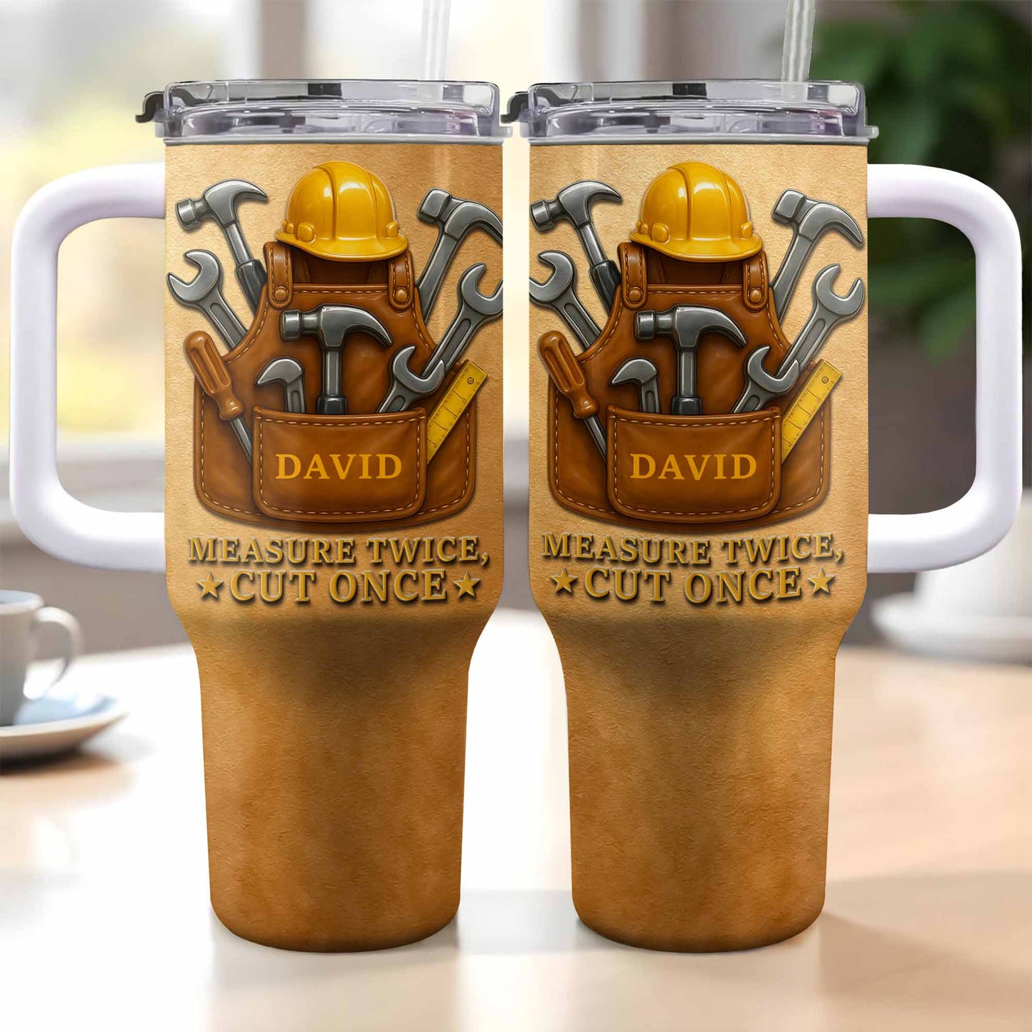 Measure Twice Cut Once With Tools And Hard Hat Design