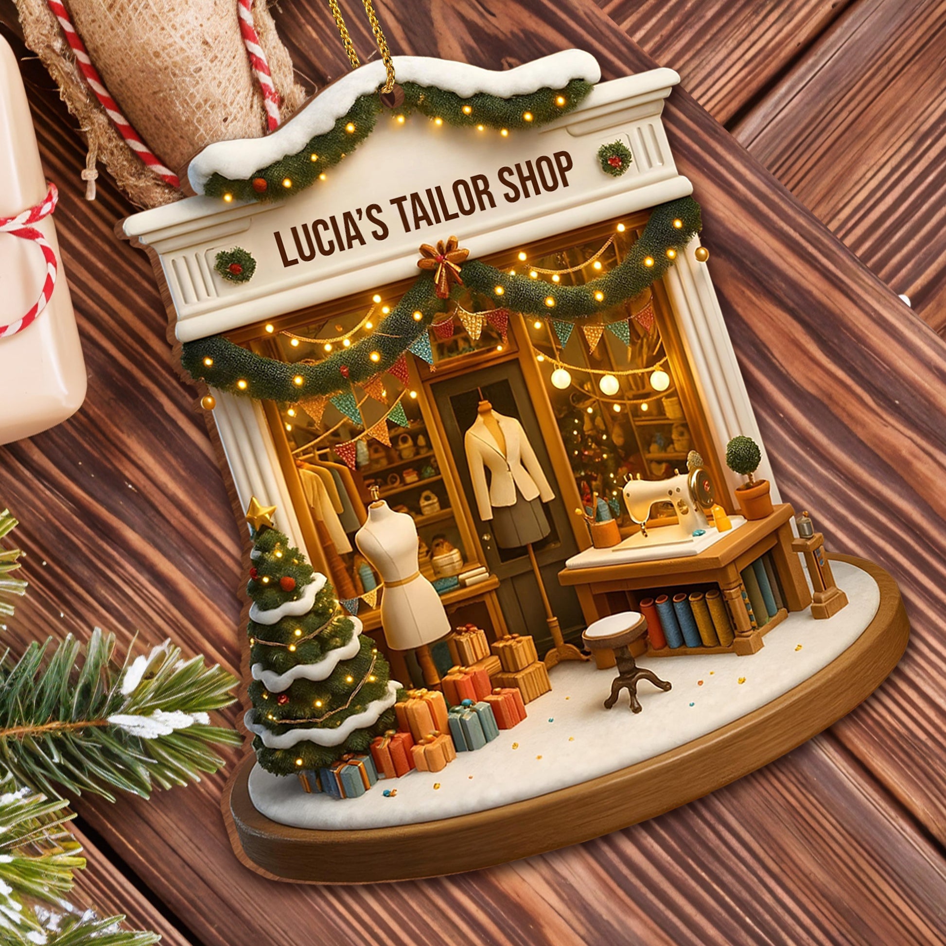 Holiday Spirit Tailor Shop Christmas Scene