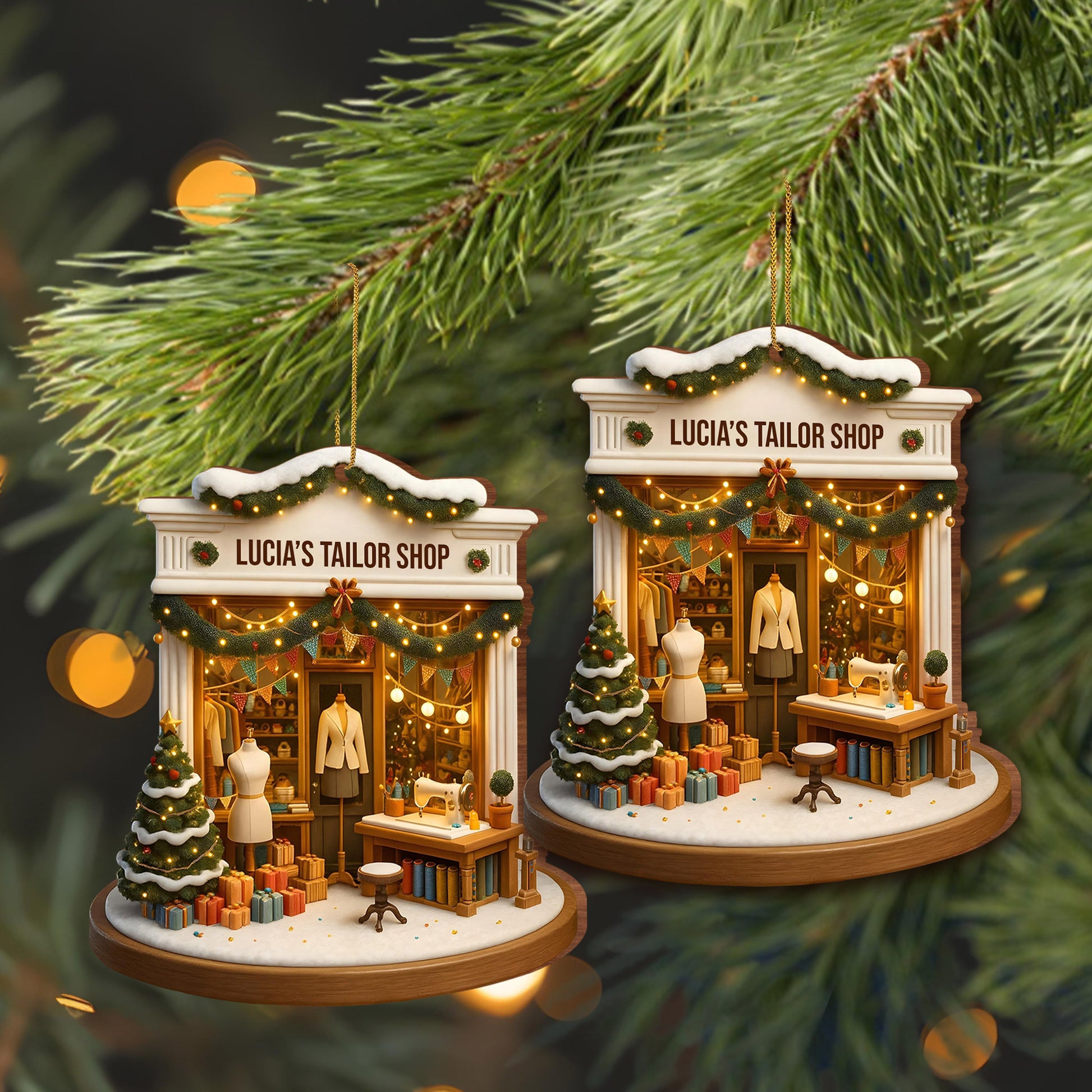 Holiday Spirit Tailor Shop Christmas Scene