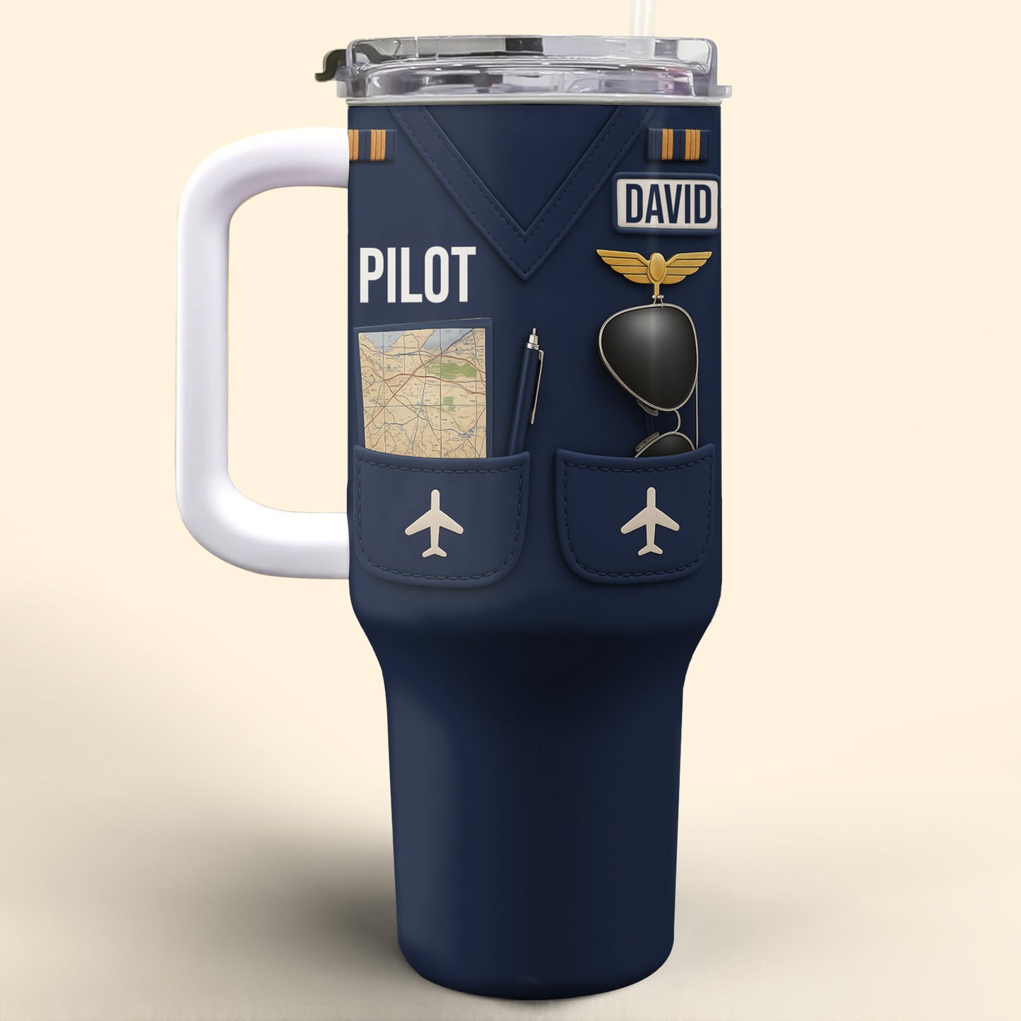 Pilot, Airplane and Map Design Tumbler